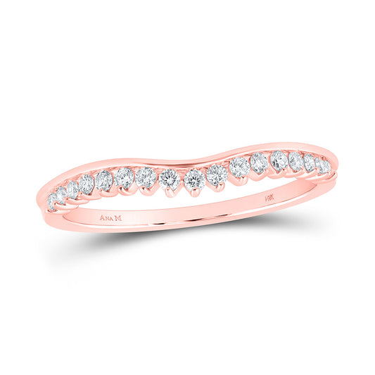 14K Rose Gold Womens Round Diamond Stackable Band Ring 1/5 Cttw, Womens Size: 5-10