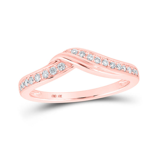 10K Rose Gold Womens Round Diamond Stackable Band Ring 1/6 Cttw, Womens Size: 5-10