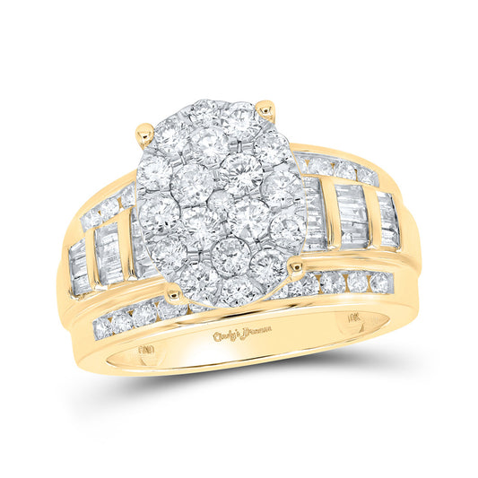 10K Yellow Gold Round Diamond Oval Bridal Wedding Engagement Ring 2 Cttw, Womens Size: 5-10