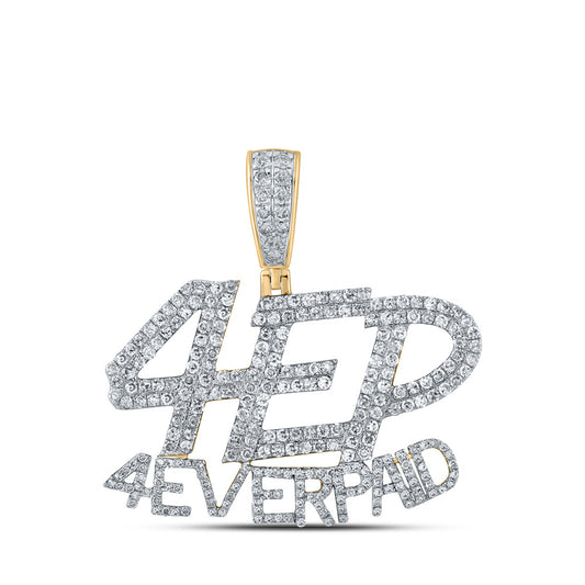10K Yellow Gold Mens Round Diamond Phrase Charm Pendant
