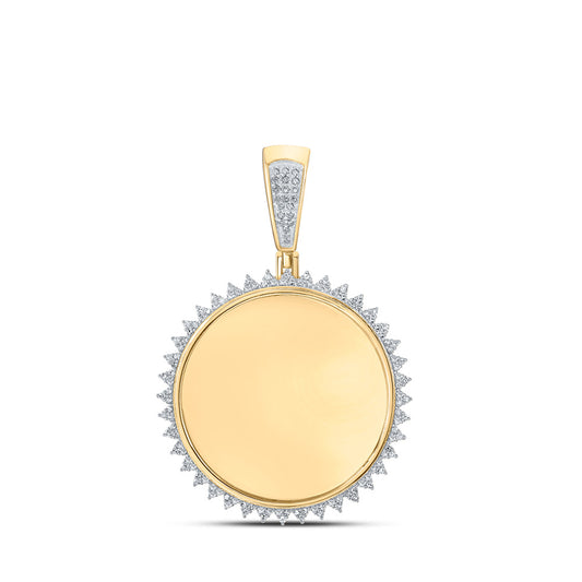 10K Yellow Gold Mens Round Diamond Circle Charm Pendant 3/8 Cttw, Length: 1.69 In, Width: 1.2 In