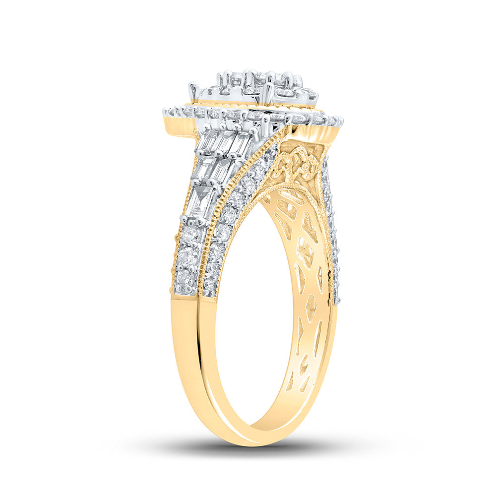 10K Yellow Or White Gold  Womens Round Diamond Teardrop Ring 1-1/4 Cttw, Womens Size: 5-10