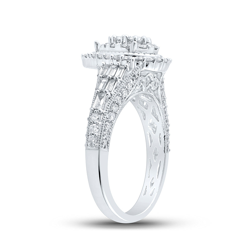 10K Yellow Or White Gold  Womens Round Diamond Teardrop Ring 1-1/4 Cttw, Womens Size: 5-10