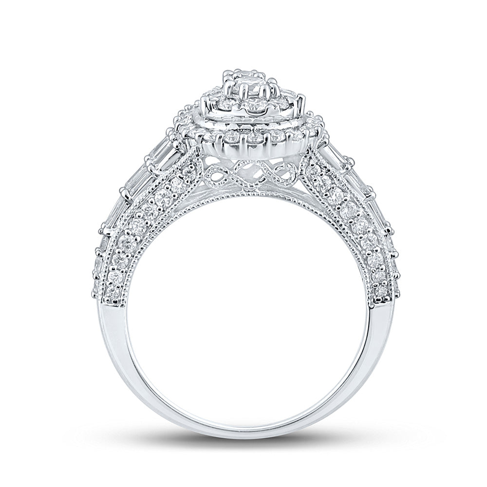 10K Yellow Or White Gold  Womens Round Diamond Teardrop Ring 1-1/4 Cttw, Womens Size: 5-10