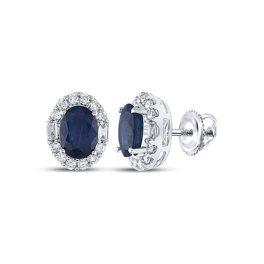 14K White Or Yellow Gold Womens Oval Diamond Fashion Earrings