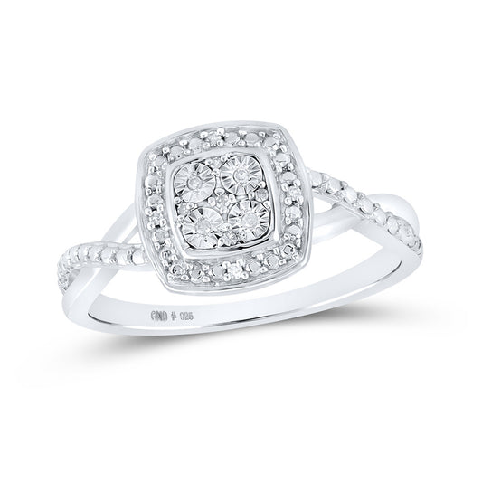 Sterling Silver Womens Round Diamond Square Ring .03 Cttw, Womens Size: 5-10