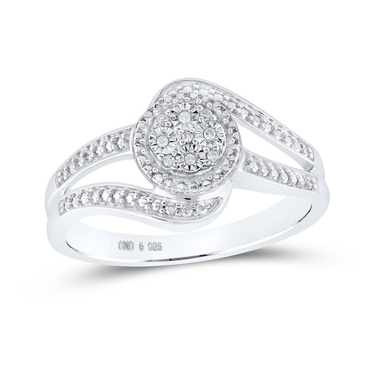 Sterling Silver Womens Round Diamond Cluster Ring .03 Cttw, Womens Size: 5-10