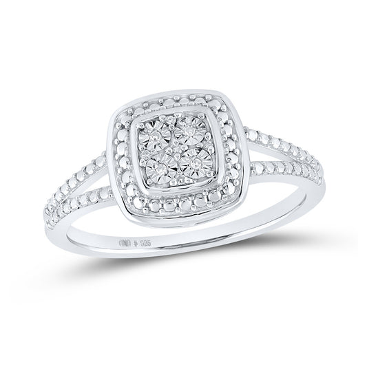 Sterling Silver Womens Round Diamond Square Ring .03 Cttw, Womens Size: 5-10