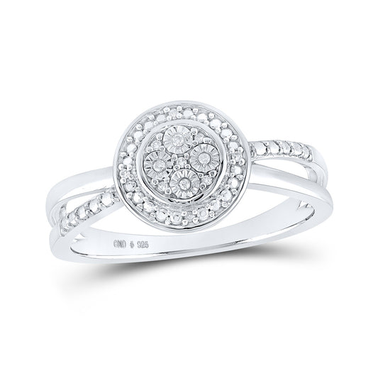 Sterling Silver Womens Round Diamond Cluster Ring .03 Cttw, Womens Size: 5-10