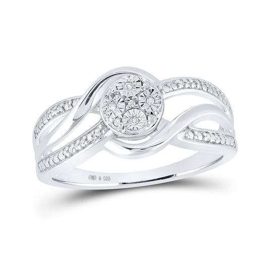 Sterling Silver Womens Round Diamond Cluster Ring 1/20 Cttw, Womens Size: 5-10