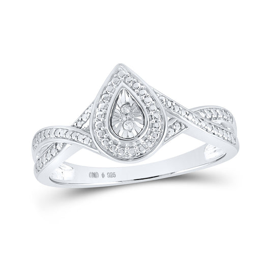 Sterling Silver Womens Round Diamond Teardrop Ring .01 Cttw, Womens Size: 5-10