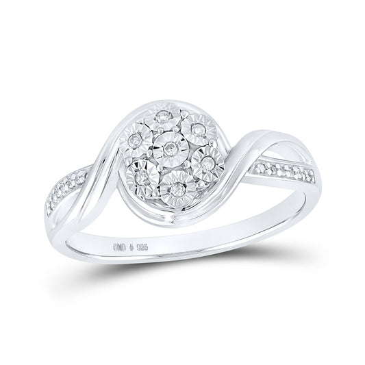 Sterling Silver Womens Round Diamond Cluster Ring 1/20 Cttw, Womens Size: 5-10