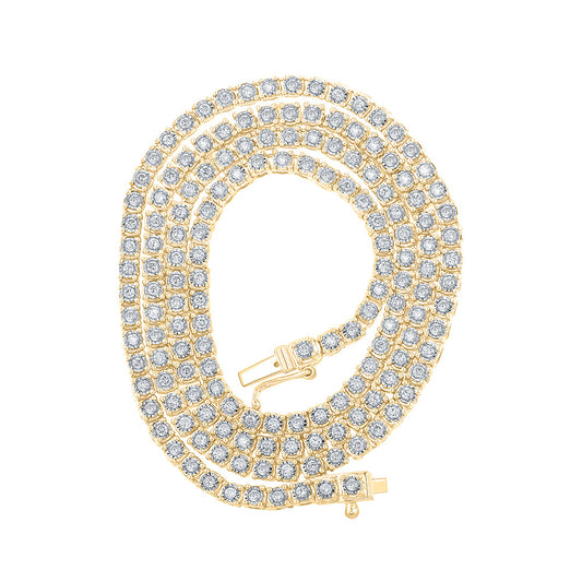 10K Yellow Gold Mens Round Diamond 20-inch Link Chain Necklace 2-7/8 Cttw, Length: 20 In