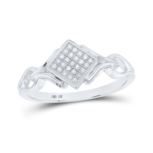 10K Yellow Or White Gold  Womens Round Diamond Offset Square Ring 1/12 Cttw, Womens Size: 5-10