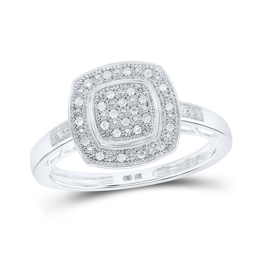 10K White Or Yellow Gold Womens Round Diamond Square Ring , Womens Size: 5-10