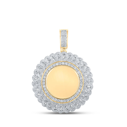 10K Yellow Gold Mens Round Diamond Memory Circle Charm Pendant 2-1/5 Cttw