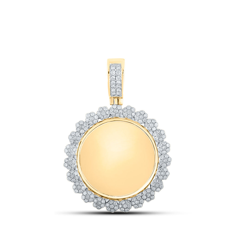 10K Yellow Gold Mens Round Diamond Memory Circle Charm Pendant 2 Cttw