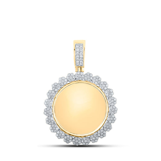 10K Yellow Gold Mens Round Diamond Memory Circle Charm Pendant 2 Cttw