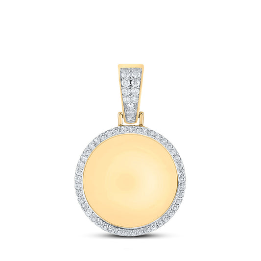 10K Yellow Gold Mens Round Diamond Memory Circle Charm Pendant 1 Cttw, Length: 1.41 In, Width: 0.94 In