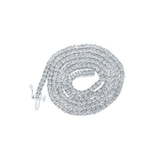 Sterling Silver Mens Round Diamond 22-inch Link Chain Necklace 1-3/8 Cttw, Length: 22.01 In
