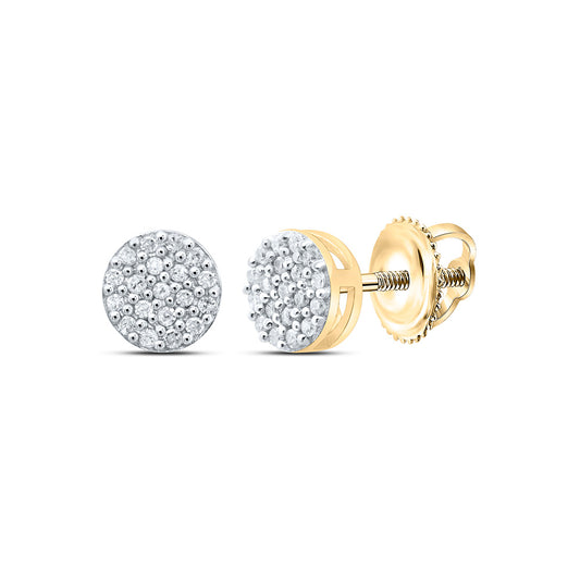 Sterling Silver Or Yellow-tone Sterling Silver Womens Round Diamond Cluster Earrings