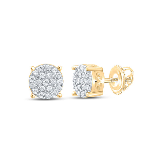 Sterling Silver Or Yellow-tone Sterling Silver Womens Round Diamond Cluster Earrings