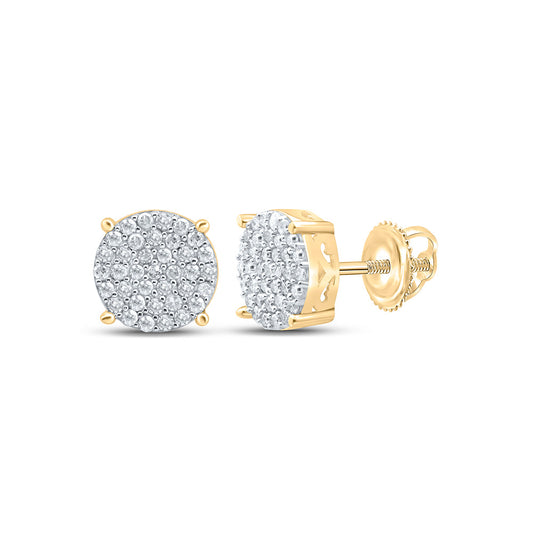 Sterling Silver Or Yellow-tone Sterling Silver Womens Round Diamond Cluster Earrings