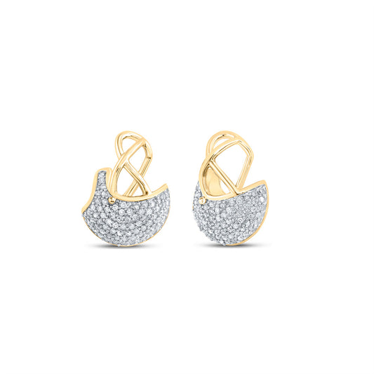 10K Yellow Gold Womens Round Diamond Football Helmet Fashion Earrings 3/8 Cttw