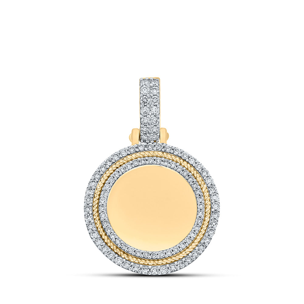 10K Yellow Gold Mens Round Diamond Memory Circle Charm Pendant 1-1/4 Cttw