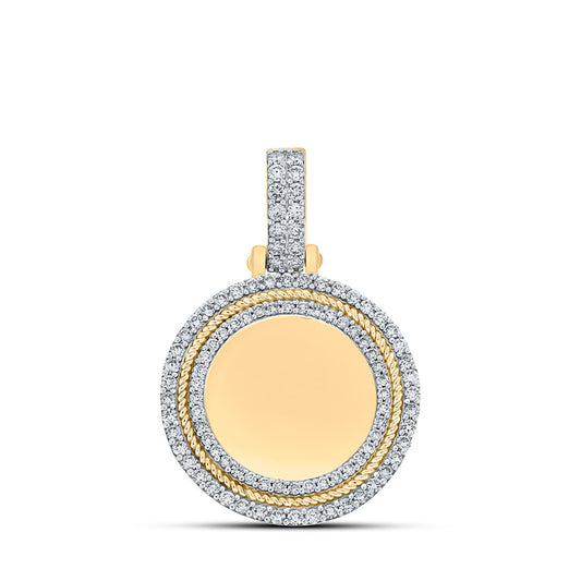 10K Yellow Gold Mens Round Diamond Memory Circle Charm Pendant 1-1/4 Cttw