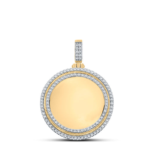 10K Yellow Gold Mens Round Diamond Memory Circle Charm Pendant 1-7/8 Cttw