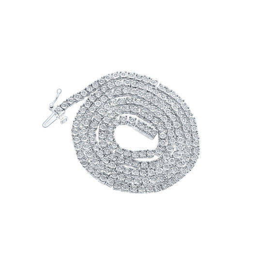 Sterling Silver Mens Round Diamond Single Row 18-inch Link Chain Necklace 1-1/5 Cttw, Length: 17.99 In