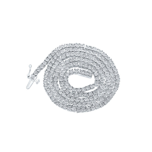 Sterling Silver Mens Round Diamond 20-inch Link Chain Necklace 1-1/3 Cttw, Length: 20 In