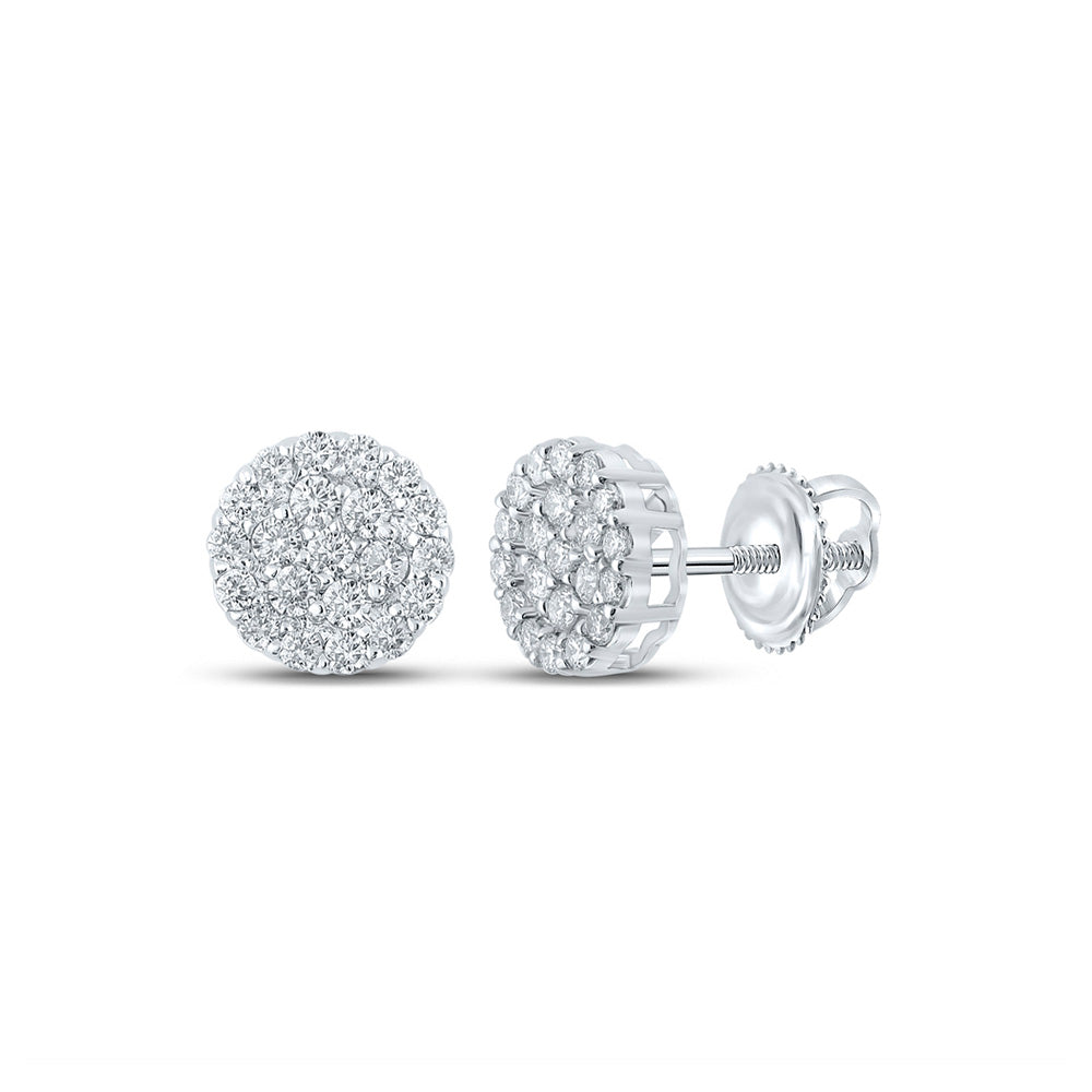 10K Yellow Or White Or Rose Gold Round Diamond Cluster Earrings