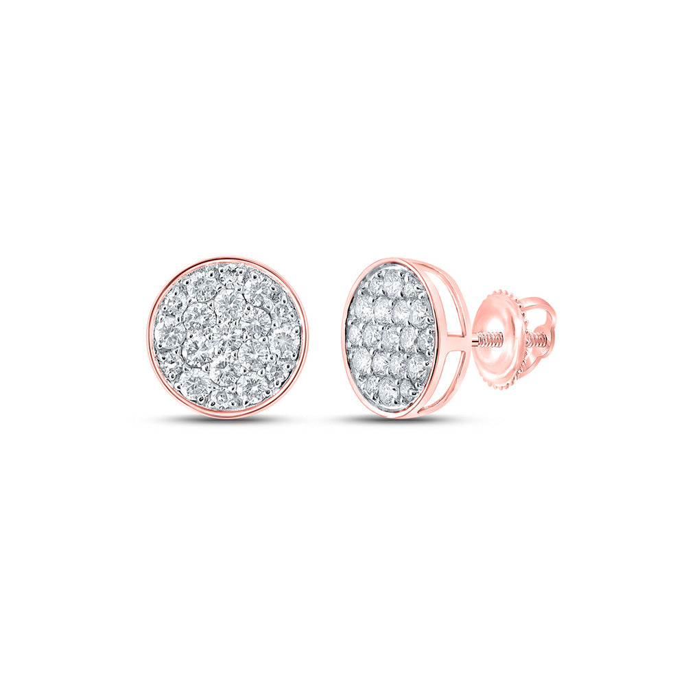 10K Yellow Or White Or Rose Gold Round Diamond Cluster Earrings