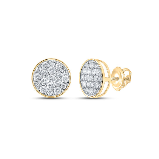 10K Yellow Or White Or Rose Gold Round Diamond Cluster Earrings