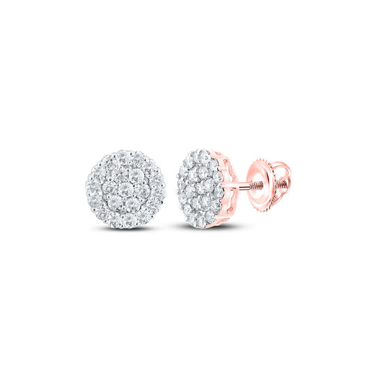 10K Yellow Or White Or Rose Gold Round Diamond Cluster Earrings