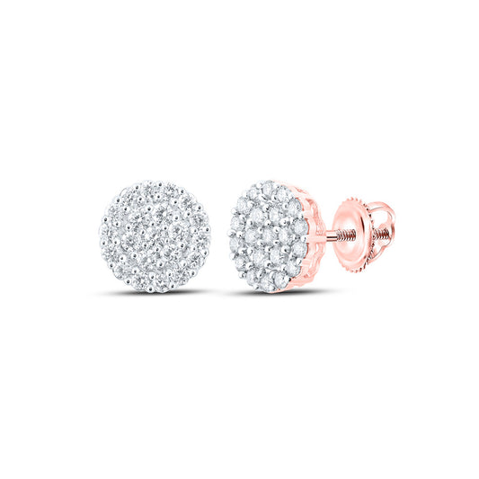 10K Yellow Or White Or Rose Gold Round Diamond Cluster Earrings