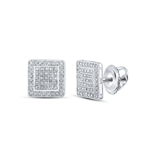 10K White Gold Round Diamond Square Earrings 1/3 Cttw