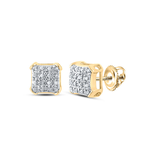 10K White Or Yellow Gold Round Diamond Square Earrings