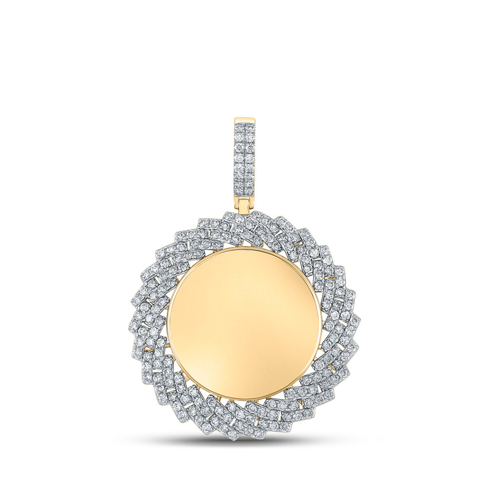 14K Yellow Gold Mens Round Diamond Circle Memory Charm Pendant 3 Cttw