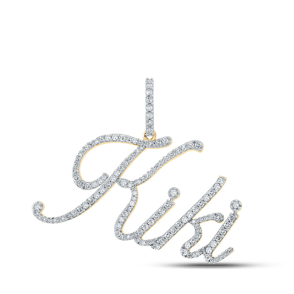10K Yellow Gold Womens Round Diamond Name Pendant