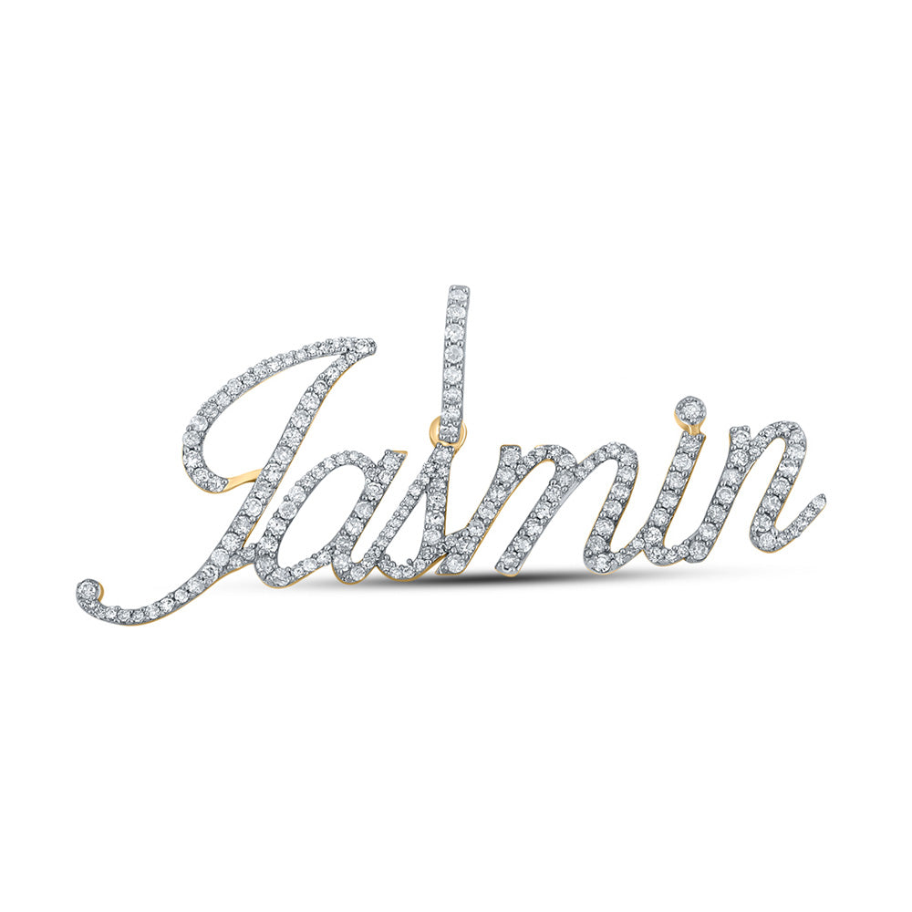 10K Yellow Gold Womens Round Diamond Name Pendant