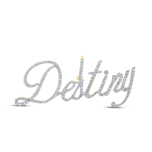 10K Yellow Gold Womens Round Diamond Name Pendant