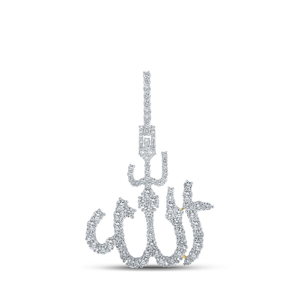 10K Yellow Gold Mens Round Diamond Allah Islam Charm Pendant 2 Cttw