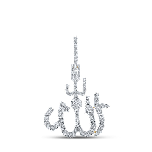 10K Yellow Gold Mens Round Diamond Allah Islam Charm Pendant 2 Cttw