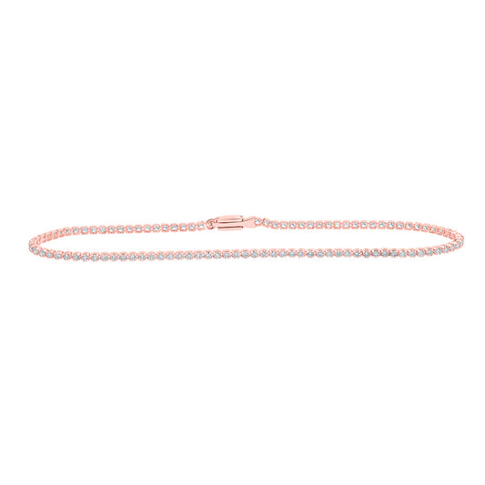 10K Yellow Or White Or Rose Gold Womens Round Diamond Tennis Bracelet