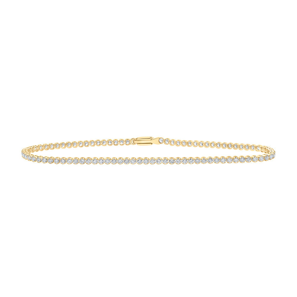 14K Yellow Or White Or Rose Gold Womens Round Diamond Tennis Bracelet