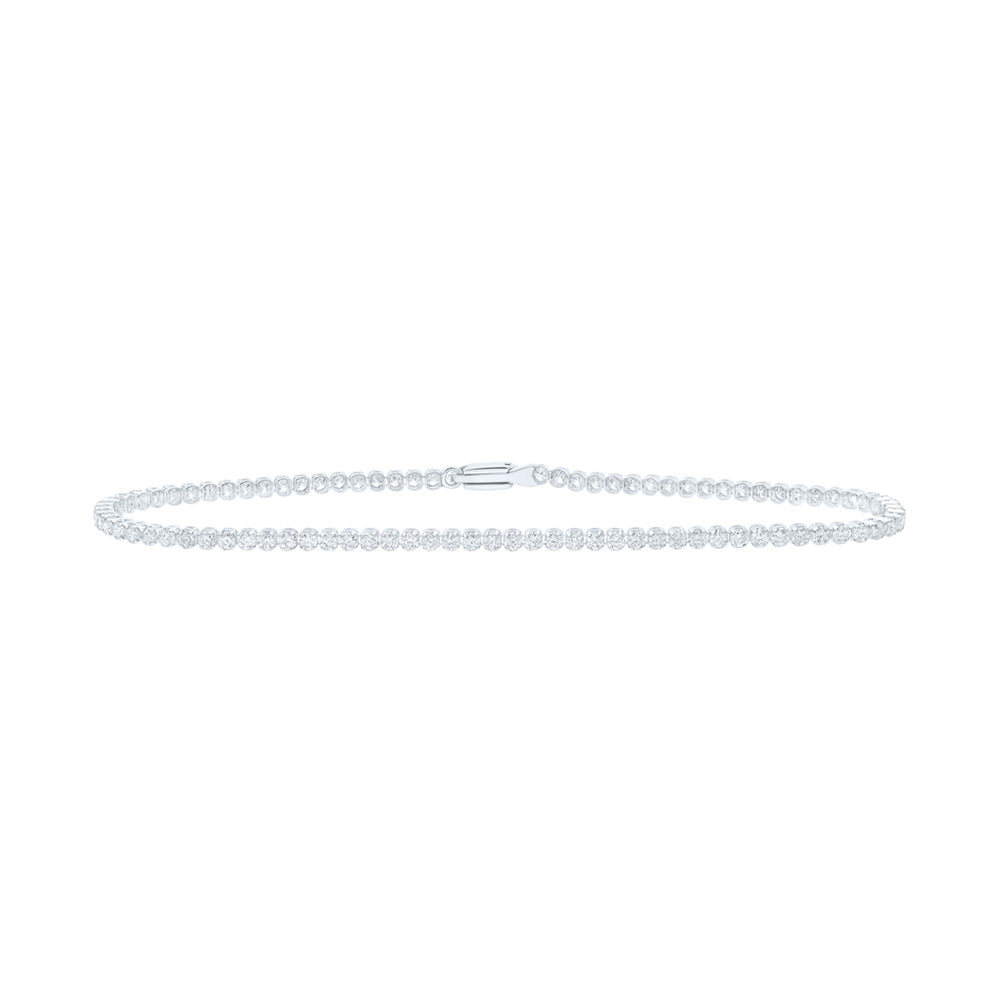 14K Yellow Or White Or Rose Gold Womens Round Diamond Tennis Bracelet