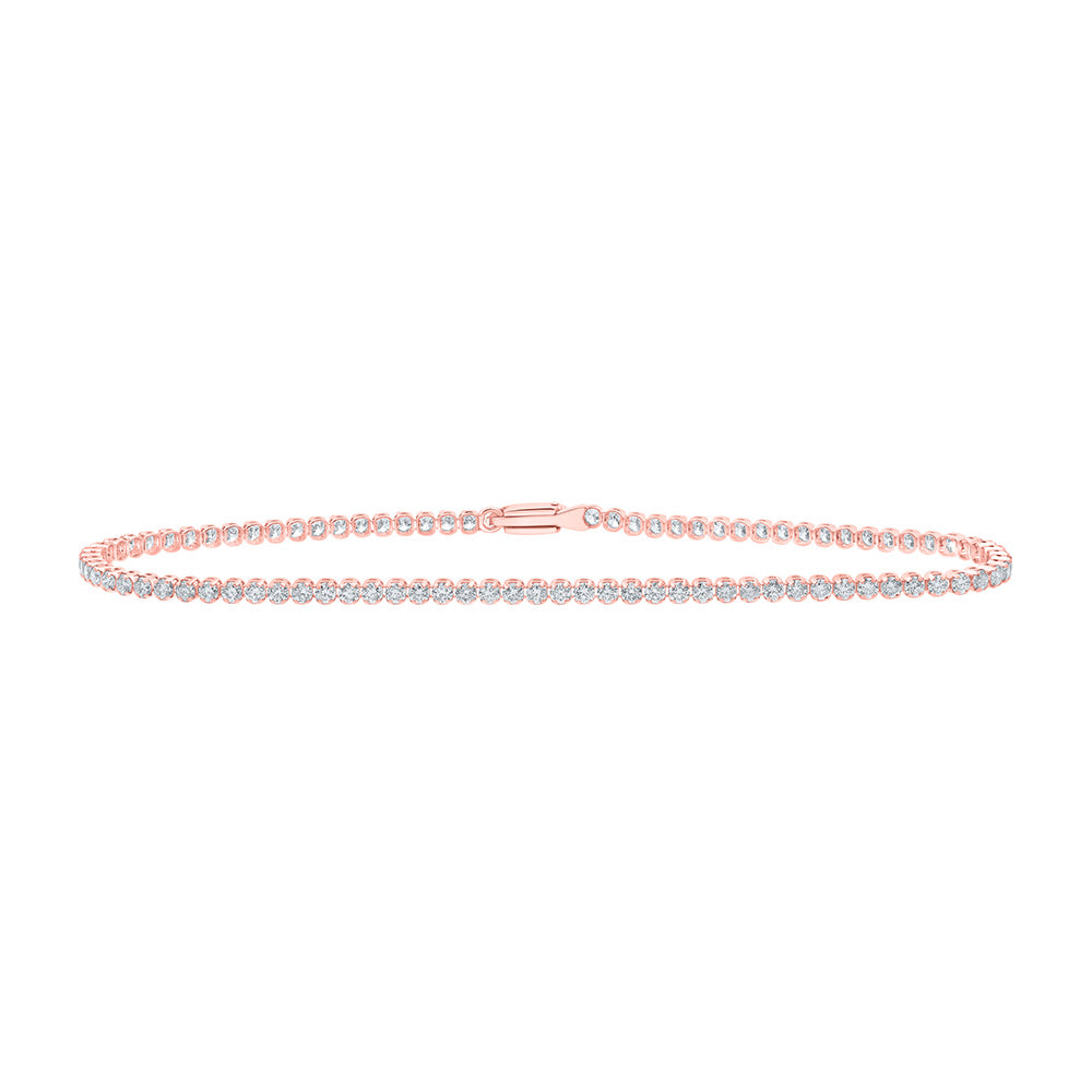 14K Yellow Or White Or Rose Gold Womens Round Diamond Tennis Bracelet
